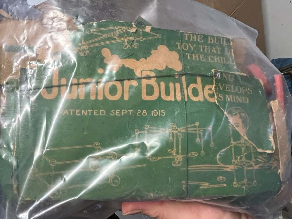 Vintage Rare Green Label Tinkertoy Junior Building Blocks for Beginners in Good